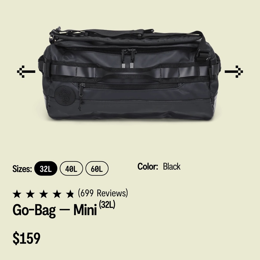 Baboon to the Moon Go Bag Mini 32 L Backpack Duffel Bag